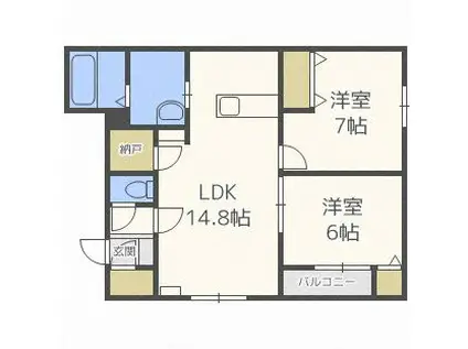 グランシャルム南あいの里(2LDK/2階)の間取り写真
