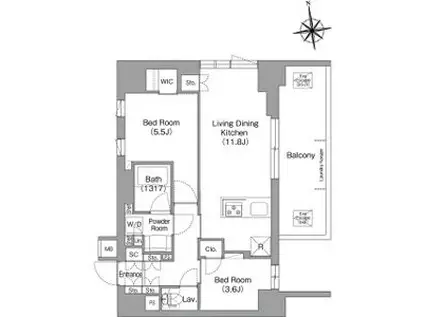 コンフォリア・リヴ西大島サウス(2LDK/3階)の間取り写真