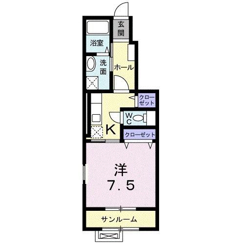 ルミナス T&S(1K/1階)の間取り写真