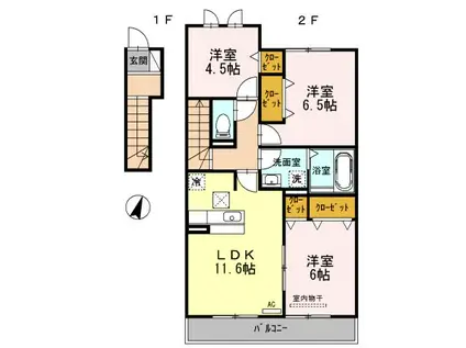 グランドゥール(3LDK/2階)の間取り写真