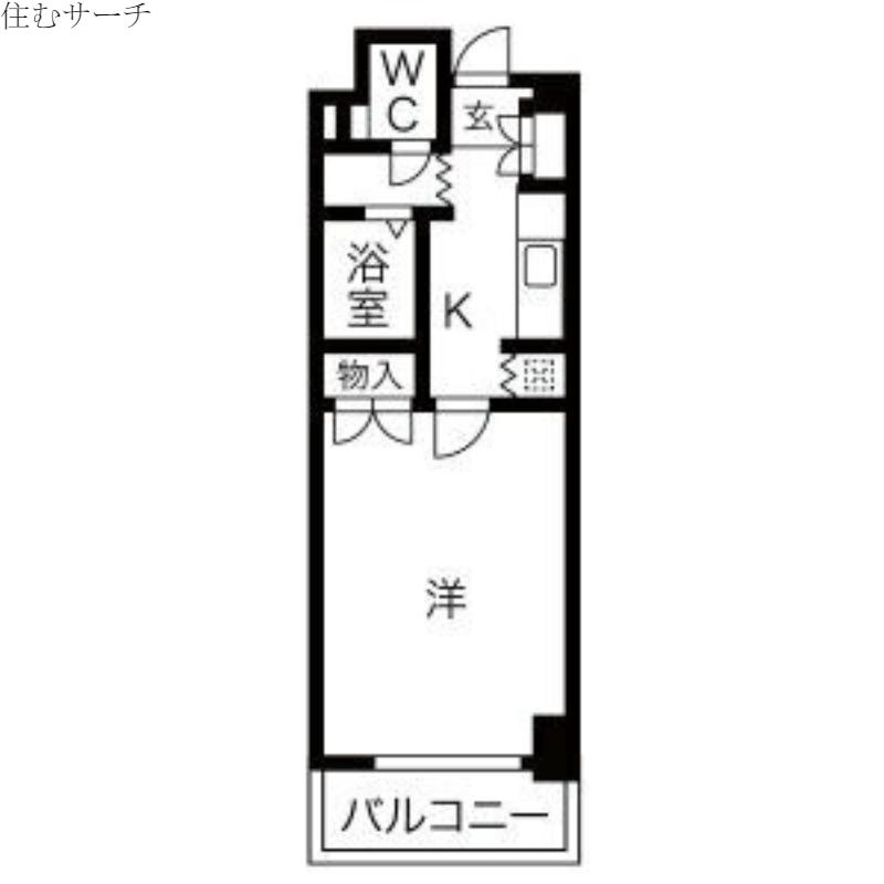 アンオゥル鵜の森(1K/8階)の間取り写真