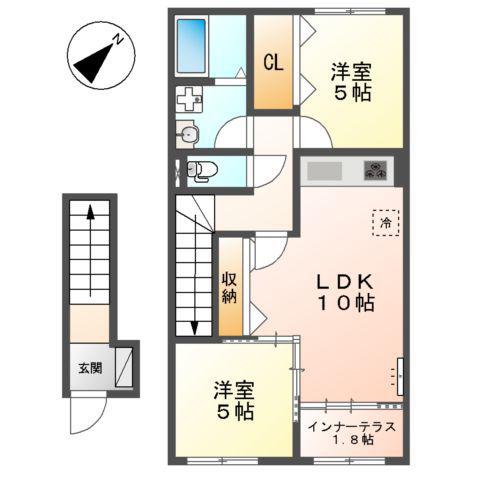 エクセレントY・K・II(2LDK/2階)の間取り写真