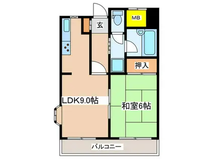 バードタウン3番館(1LDK/3階)の間取り写真