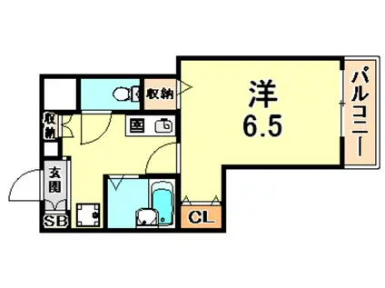アルシュ住吉(1K/2階)の間取り写真