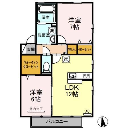 TSスクエアD棟(2LDK/2階)の間取り写真
