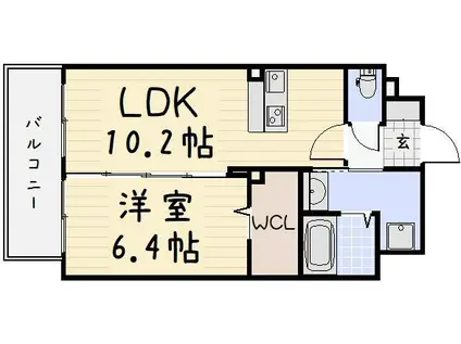グランヒルズ三萩野(1LDK/9階)の間取り写真