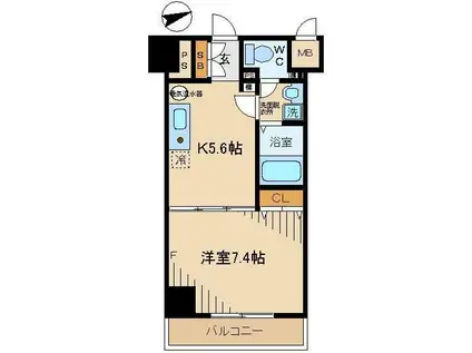 ヴェルデ東日本橋(1DK/4階)の間取り写真