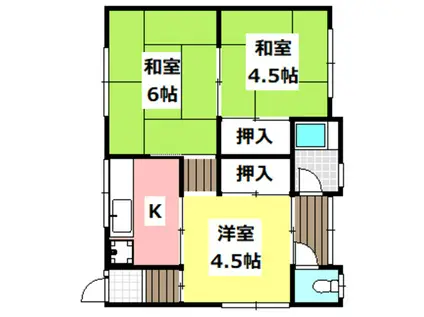 グリーンハイツ 戸伏町(3K/2階)の間取り写真