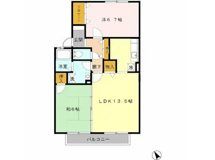 ガーデンプレイス白浜(2LDK/2階)の間取り写真