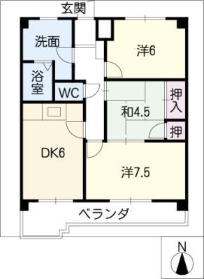 竹中ビル(3DK/4階)の間取り写真
