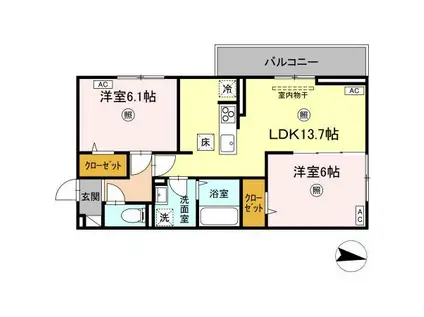 ガーランド(2LDK/3階)の間取り写真