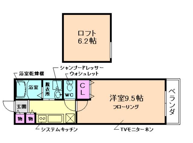 ホンジョージVI(1K/2階)の間取り写真