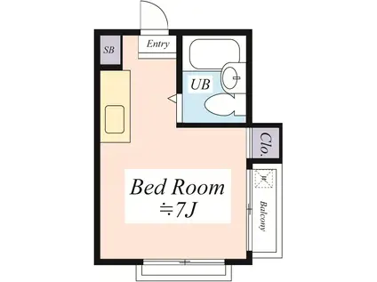 ソリッドリファイン西国立(ワンルーム/3階)の間取り写真