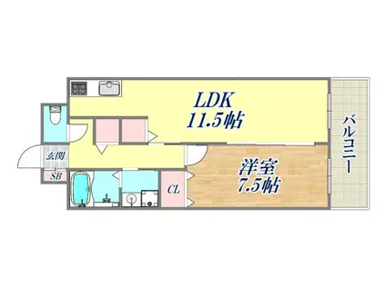 西舞子壱番館(1LDK/5階)の間取り写真