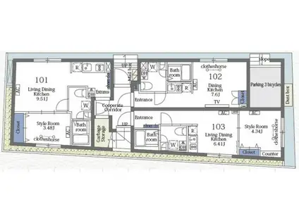 アヴァンタージュ蒲田(ワンルーム/1階)の間取り写真