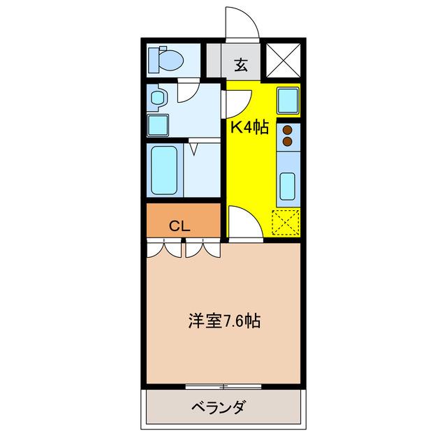 グレイスヴィラ花水木(1K/2階)の間取り写真