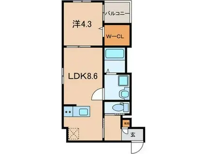 CRECIA一宮III(1LDK/3階)の間取り写真