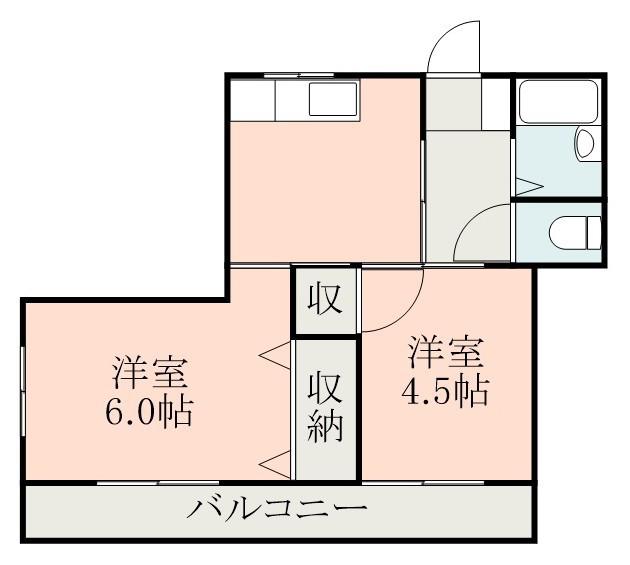 サンシャイン下荒田(2DK/4階)の間取り写真