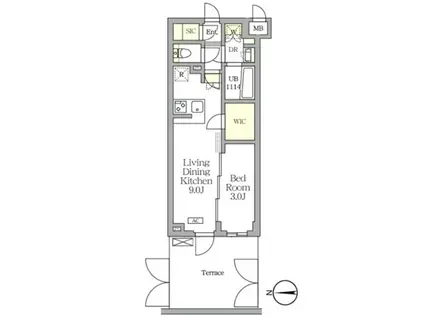 アジールコート都立大学(1LDK/B1階)の間取り写真