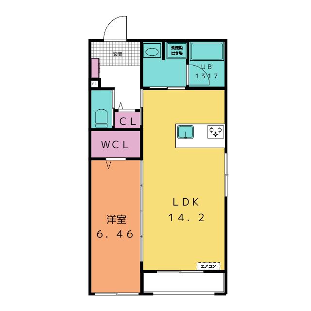 グランドゥール大岩(1LDK/4階)の間取り写真