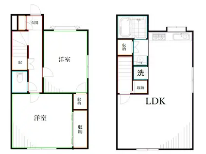 グローヴハウスノース棟(2LDK/1階)の間取り写真