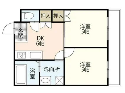 ラックビル舟入幸町(2DK/6階)の間取り写真