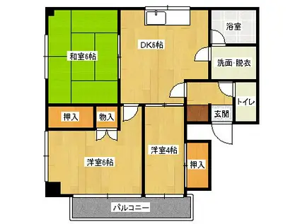 シルク西原(3DK/3階)の間取り写真