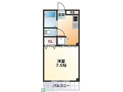 小机ハイツ(1K/2階)の間取り写真