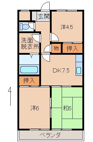 ブエナビスタ和歌山ノース(3DK/3階)の間取り写真