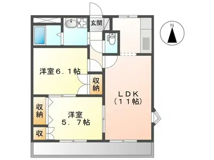 ピアノ フォルテ(2LDK/1階)の間取り写真