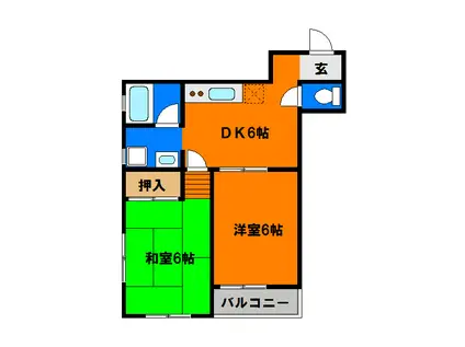 シティマンションウィング(2DK/2階)の間取り写真
