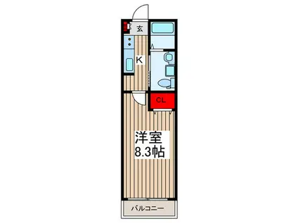 MQUARTO与野本町(1K/1階)の間取り写真