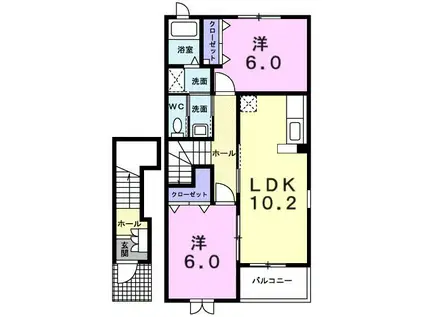 セーバリー・フォレスト(2LDK/2階)の間取り写真