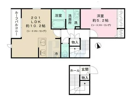 つくど瑞宝館(1LDK/2階)の間取り写真