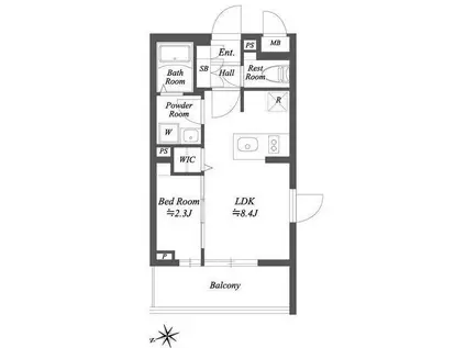 ブランシエスタ用賀(1LDK/3階)の間取り写真