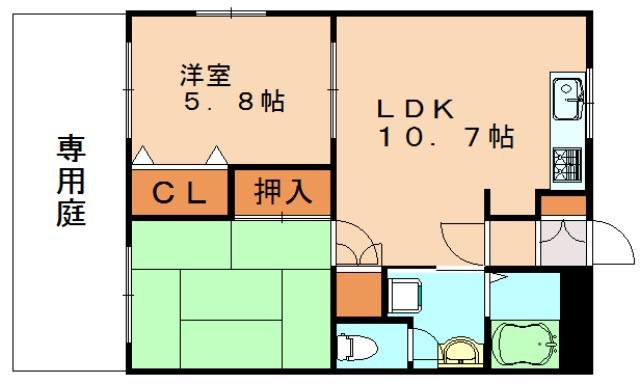 シェーネスハイム(2LDK/1階)の間取り写真