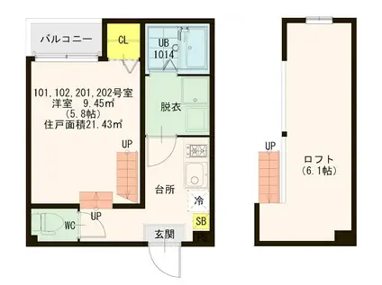 CASA ARCOBALENO(1K/1階)の間取り写真