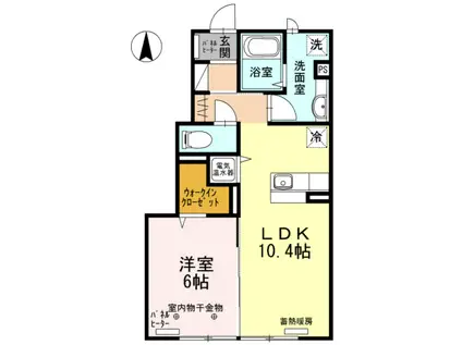 グランドールKR II(1LDK/1階)の間取り写真