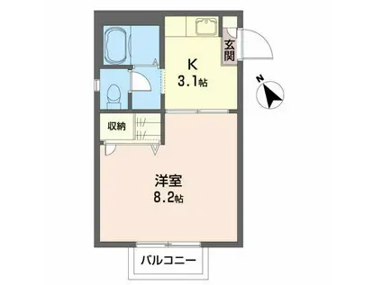 グレースハイツ(1K/2階)の間取り写真