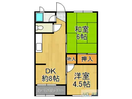島上マンション北棟(2LDK/2階)の間取り写真