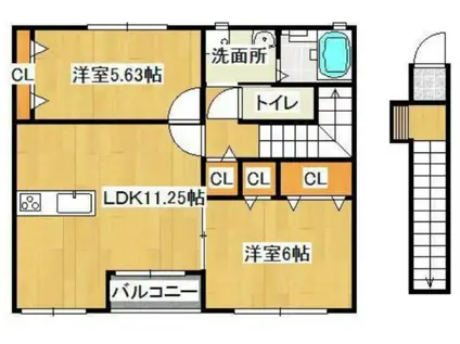 ファインI 205(2LDK/2階)の間取り写真