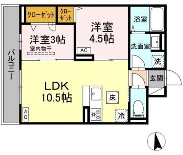 セレスティア新小岩(2LDK/1階)の間取り写真