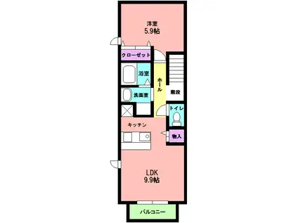 リスメゾンY(1LDK/2階)の間取り写真