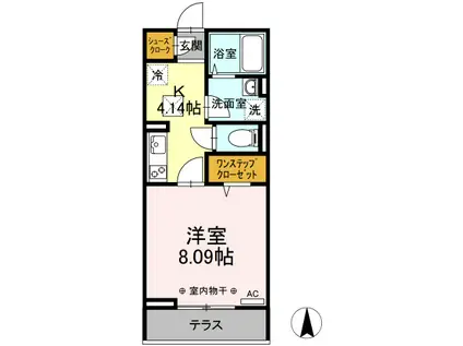 LOTUS(1K/1階)の間取り写真