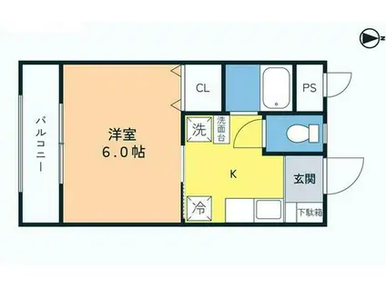 下落合ハイム(1K/3階)の間取り写真