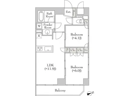 CANVASS板橋(2LDK/11階)の間取り写真