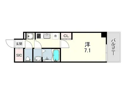 GENOVIA神戸湊川公園(1K/3階)の間取り写真