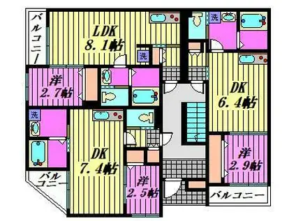 MARK DUO三郷(1DK/2階)の間取り写真