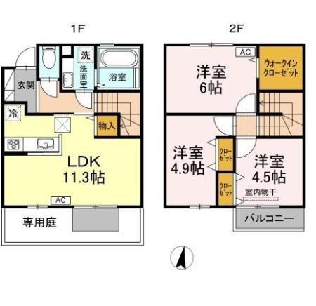 グランチェスタ白楽(3LDK/1階)の間取り写真