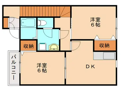 クレール上津役(2DK/2階)の間取り写真